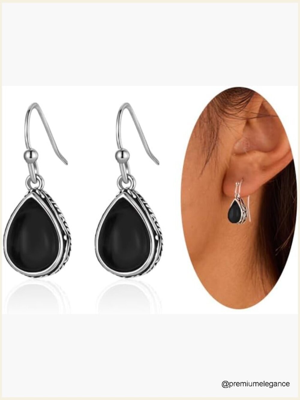 Vintage Teardrop Dangle Earrings Lightweight Silver Hook Birthstone Gift